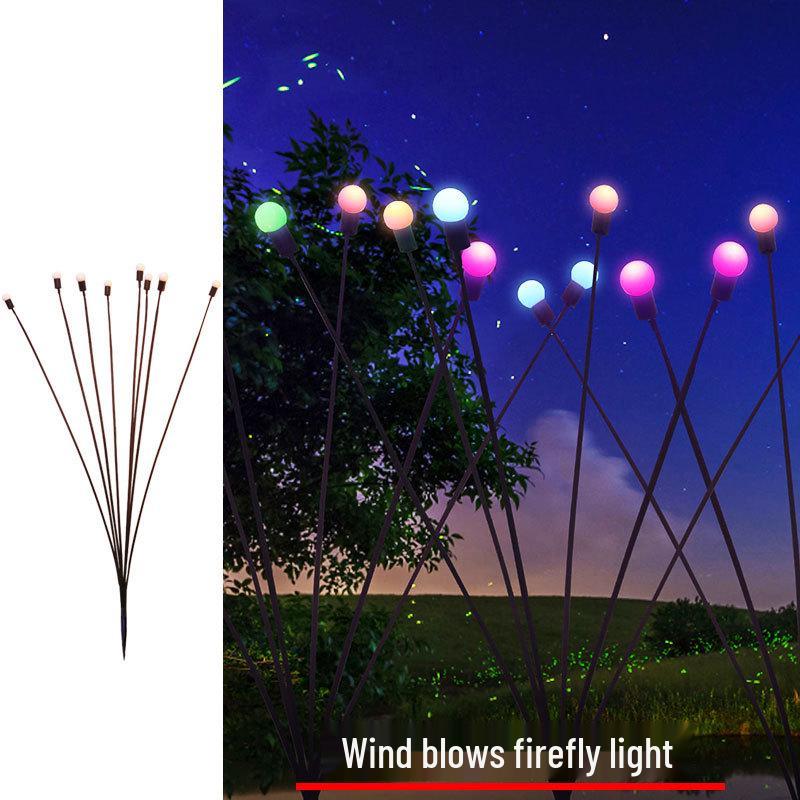 LED Wind-Powered Firefly Lights, 6 or 8 Heads, Outdoor Landscape Decoration for Parks and Streets