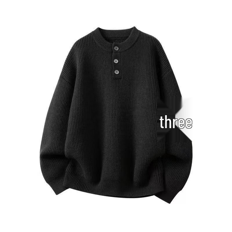 

2025 Autumn/Winter Men s Trendy Three-Bar Knitwear: Versatile, Simple Style, Long Sleeve M чорний