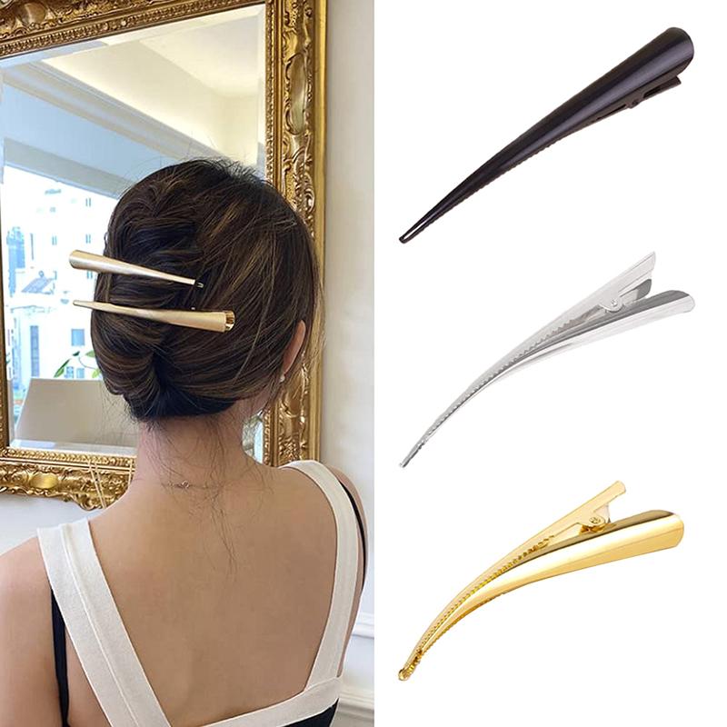 5/10Pcs Long Metal Hair Clips Horn Clip Hair Clamps Hair Accessories Duck Teeth Hairdressing Salon Tip Clip