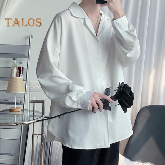 Herren Kubahemd Langarm Button-Down Freizeitshirt Locker geschnitten Einfarbiges Hemd für Arbeit Partys Dates