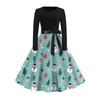 Women's Fashionable And Elegant Autmn And Winter Long-sleeved Round Neck Christmas Print Dress