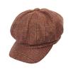 New Hat Women's Plaid Beret Fashionable Outdoor Leisure Literary Painter Hat Warm Sunshade Octagonal Hat Trendy Women