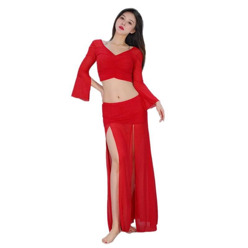 New Belly Dance Dress Set Oriental Indian Mesh Performance Outfit