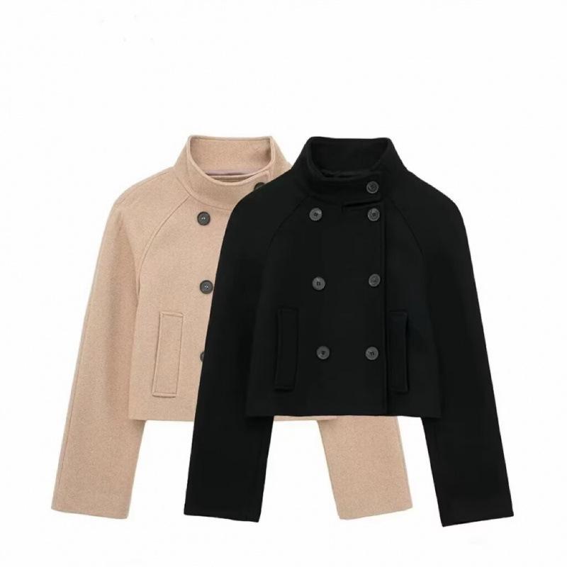 Autumn Women's Street Fashion Double-Breasted Short Woolen Coat