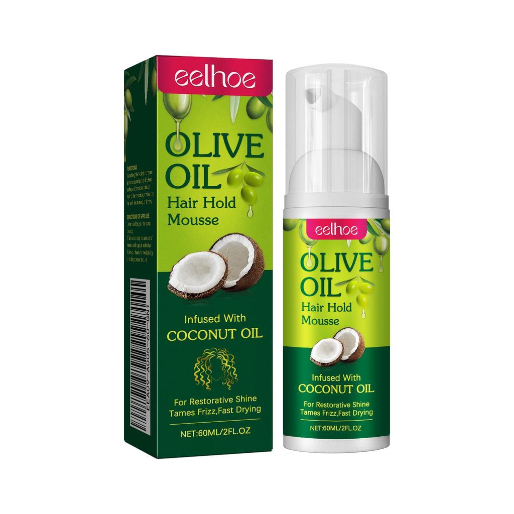 EELHOE Olive Oil Hair Styling Mousse Curl Styling Moisturizing Curl Care Styling Long Lasting Anti-Frizz Mousse