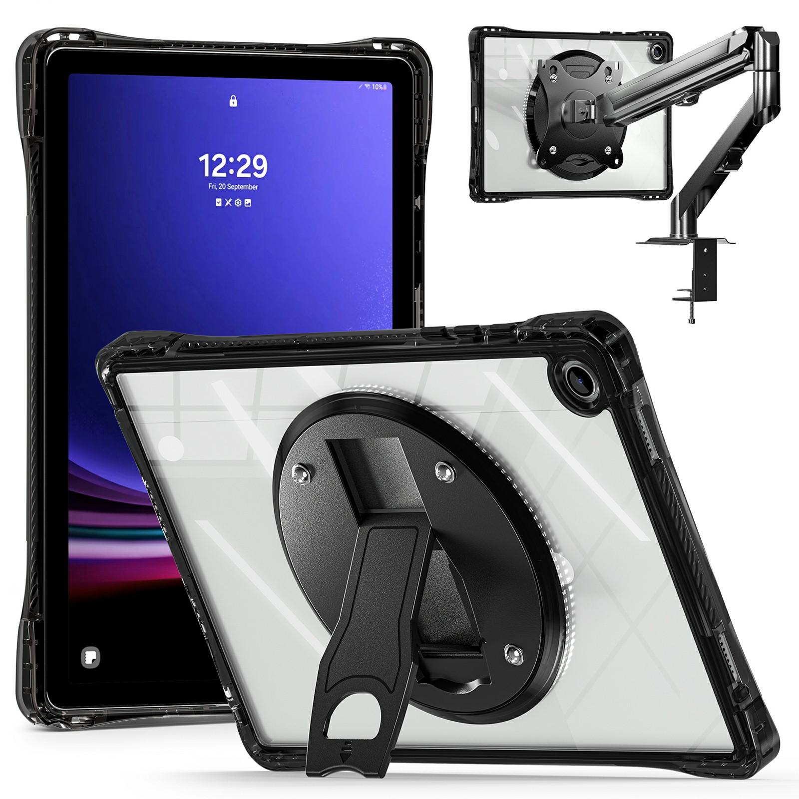 

For Samsung Galaxy Tab A9+ SM-X210/X216/X218 Clear Case PC+TPU+Acrylic Kickstand Tablet Back Cover A