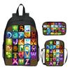 16 Inch Children's Backpack 3-piece Set Alphabet Lore Alphabet Legend Elementary School Backpack Shoulder Bag Pencil Case