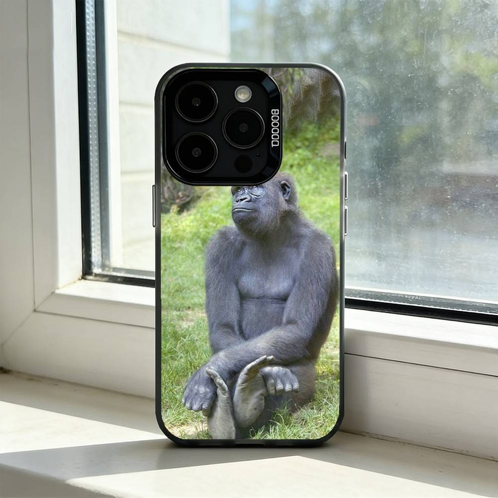 Funny Monkey M-Memes Phone Case For iPhone 17,16,15,14,13,12,11 Plus,Pro Max,XS,Colorful Silver Black Cover