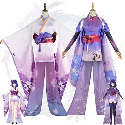 Genshin Impact Cos Costume God Of Thunder Barzhen Thunder General Shadow Warrior Cosplay Game Animation Kimono Female Shadow COS