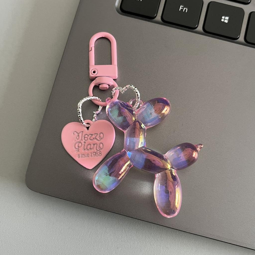 New Candy Color Sweet Resin Balloon Dog Keychain for Women Girls Animal Shaped Phone Chain Key Buckle Accessories Bag Pendant