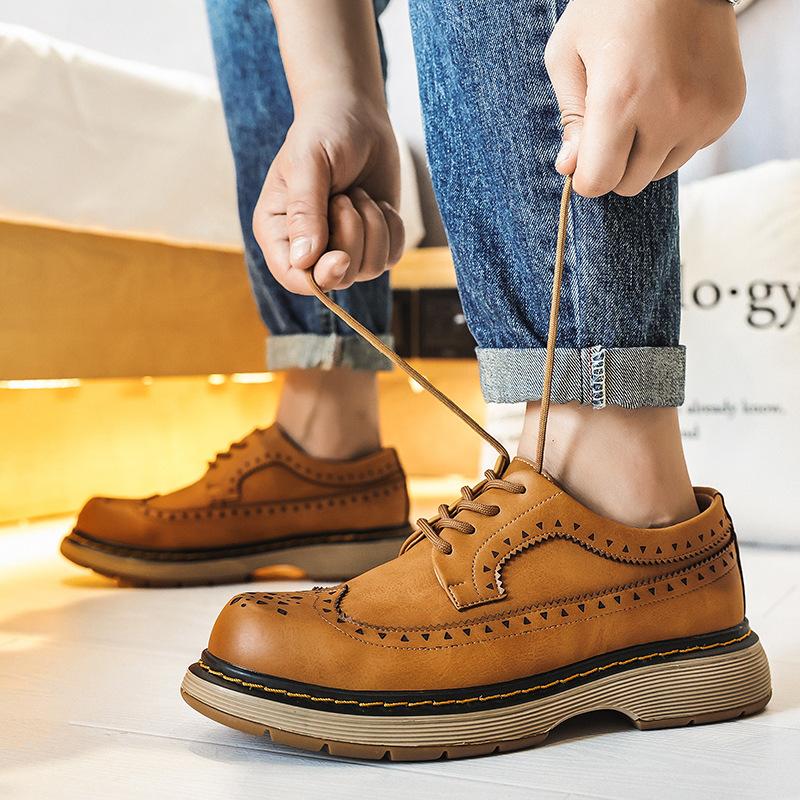 100% Boty z pravé kůže Pánská obuv Pánské brogues Podzim Raná zima Hovězí kůže Pánské ležérní boty Ploché Černá Žlutá KA4812