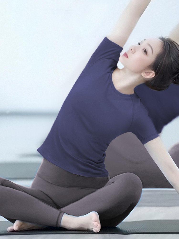 

Women s 2026 Slimming Yoga Short Sleeve - Stylish Pilates Activewear Small