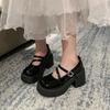 Módní Retro Kotníková Spona Platformové Lodičky Dámské Japonský Styl Lakovaná Kůže Mary Jane Boty Žena Punk Silné Podpatky Lolita Boty Mujer