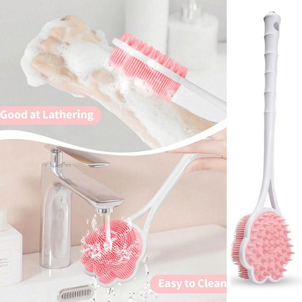 Long Handle Shower Massage Brushes Silicone Bathroom Back Scrubber  Remove Exfoliating