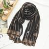 Silk Scarf for Women's New Spring and Autumn Women's Scarf for Women's Gold Thread Vertical Stripe Elegant Shawl for Women's Headscarf