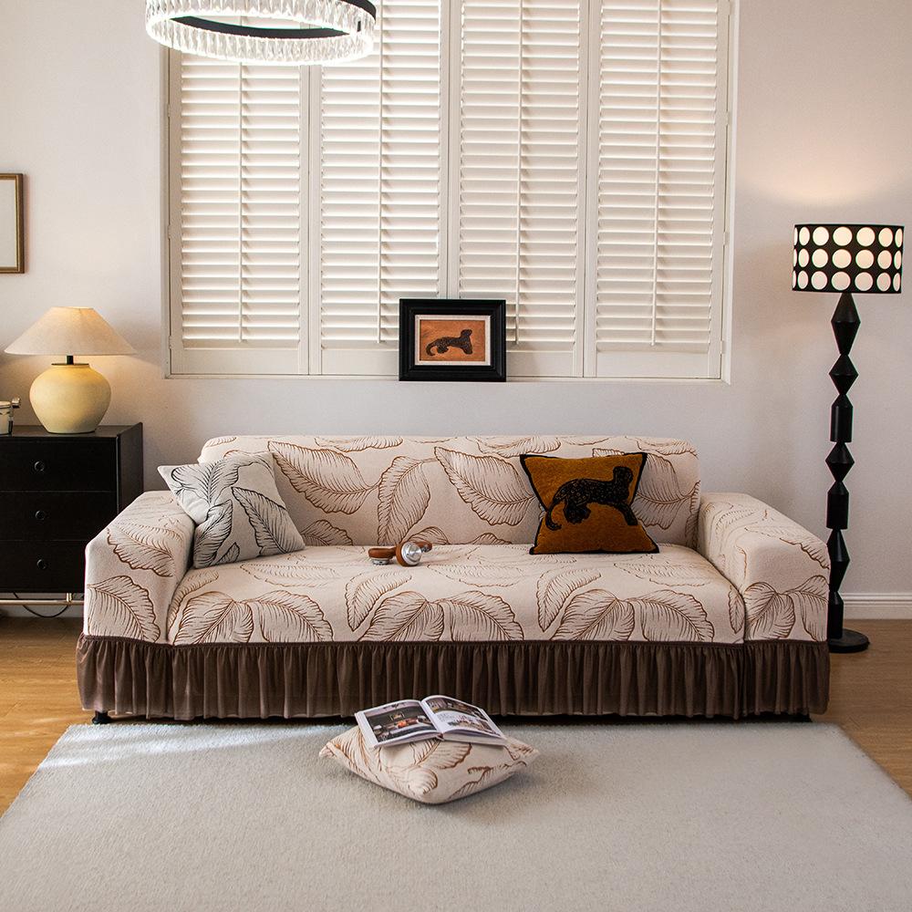 Leaf Skirt Edge Sofa Cover All inclusive Universal Set Anti Cat Scratch Sofa Cover New Style Protection Suitable for All Seasons
