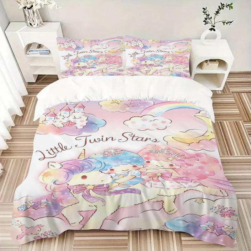 3pcs Little Twin Stars Printed Bedding Set, Soft and Comfortable Quilt Cover for Bedroom, Guest Room (1 Duvet Cover + 2 Pillowcases, Pillow