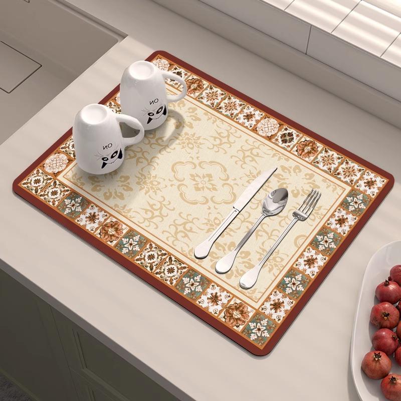 Amerikanische Küchenarbeitsplatten-Abtropfmatte Diatomeenerde-Absorption Schnelltrocknende Matte Nicht auswaschen Isolierung Spülbecken-Barmatte