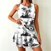 Women’s Printed Two Piece Tankini Swimsuit with Skirted Bottoms Sleeveless Athletic Swimwear Tropical Floral Design for Beach Pool Vacation
