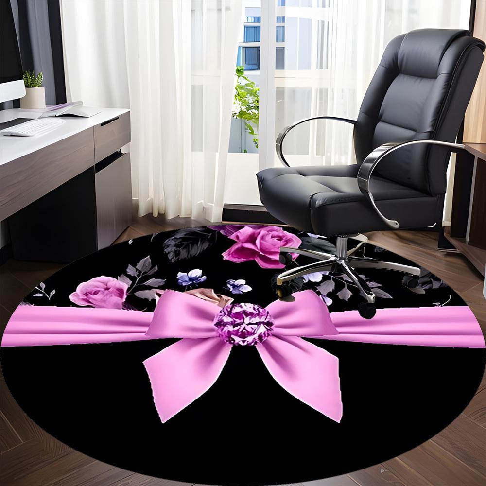 1pc Floral Ribbon Bow Chair Carpet for Office, Non-slip, Soft and Durable Office Rug for Decoration, Perfect for Office yy251229138