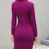 2026 New V-Neck Office Bodycon Dress, Long Sleeve Button Front Pencil Dress for Work, Chic Professional Midi Dress