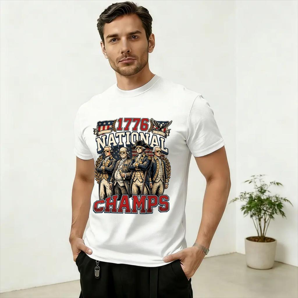 250th 1776 National Champs Funny Patriotic America Founding Father T Shirts for Unisex 100 Cotton Fashion for Male