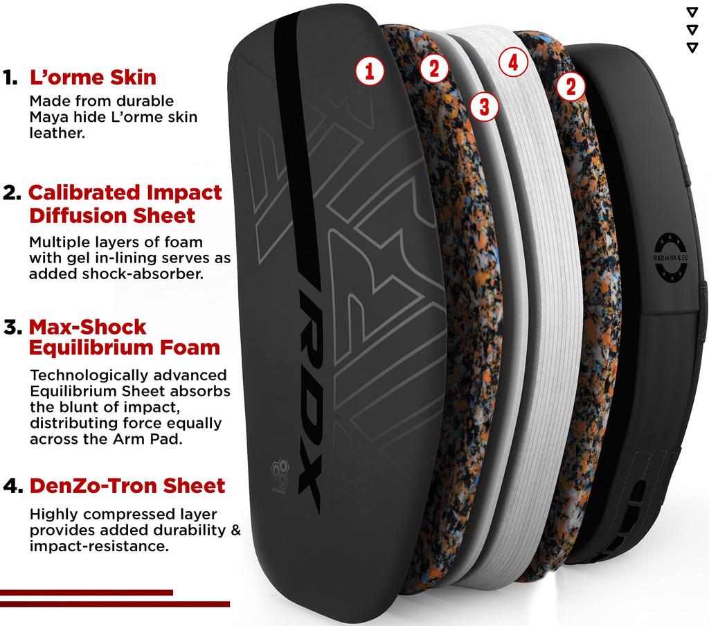 RDX KARA Series Kick Mitts with Solid Handle Mayan Hide for Muay and Authentic Japanese Product Grips, Leather, Kickboxing, Thai, Coaching, Training,