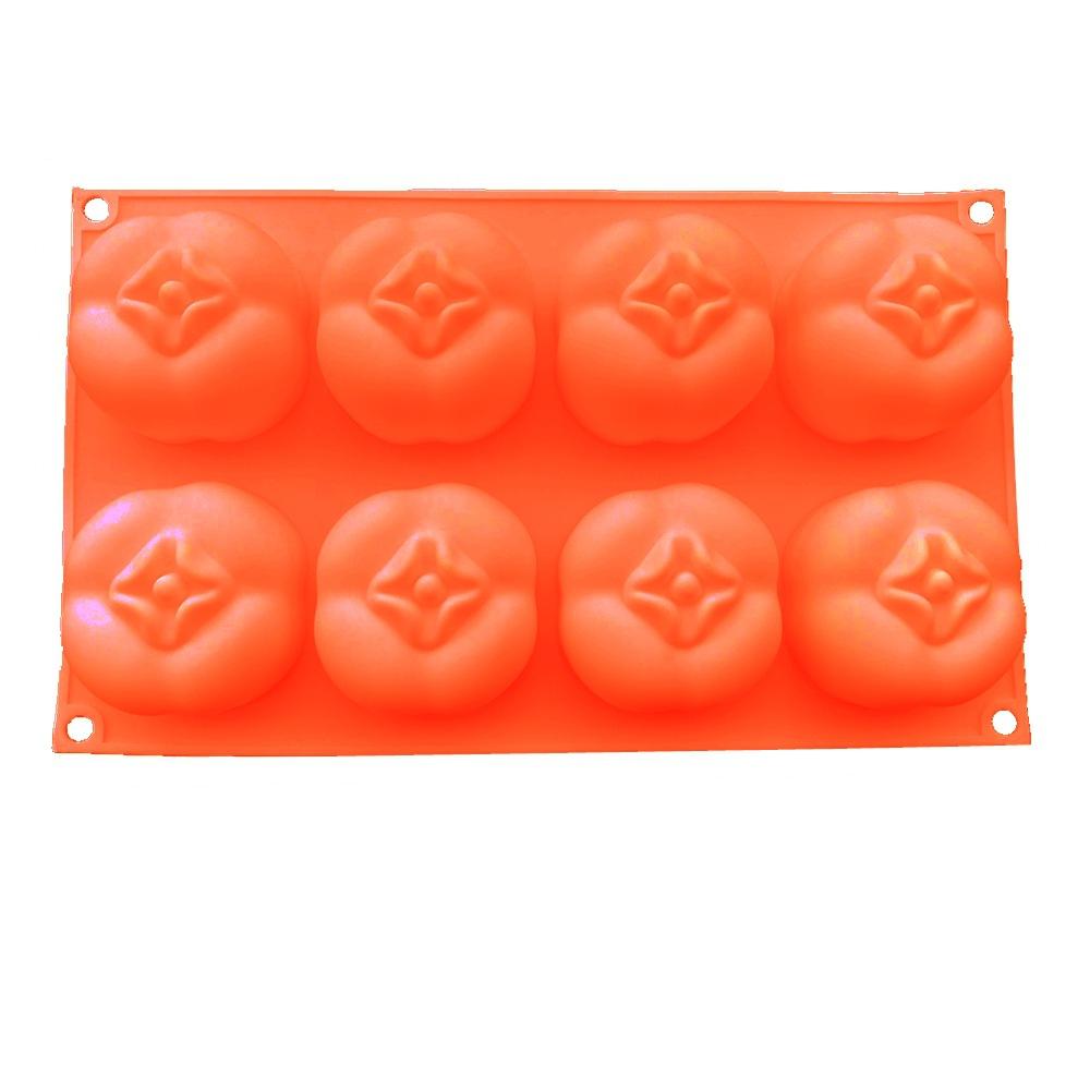 1 Pc 8 Even Persimmon Silicone Cake Mold Ice Cream Ball Jelly Mousse Mold, Baked Peanut Chocolate Mold Fondant Mold