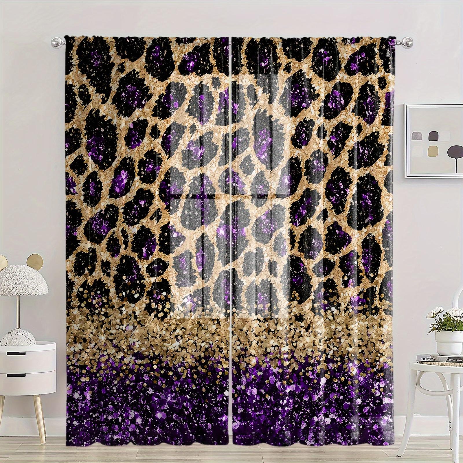 

Элегантные шторы с леопардовым принтом и золотыми завитками для вашей гостиной или спальни на все времена года. Легко повесить на окно. 100W130H(CM)40x51in&Grommet Top