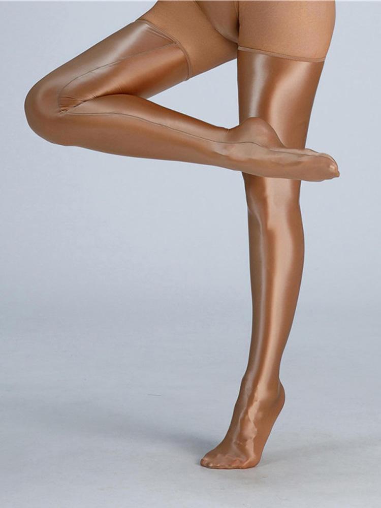 

Sexy Satin Smooth Oil Shiny High Stockings Old-fashioned Glossy Sexy Tight Shaping Elastic Lingerie Stockings Overknee Candy Hue One Size