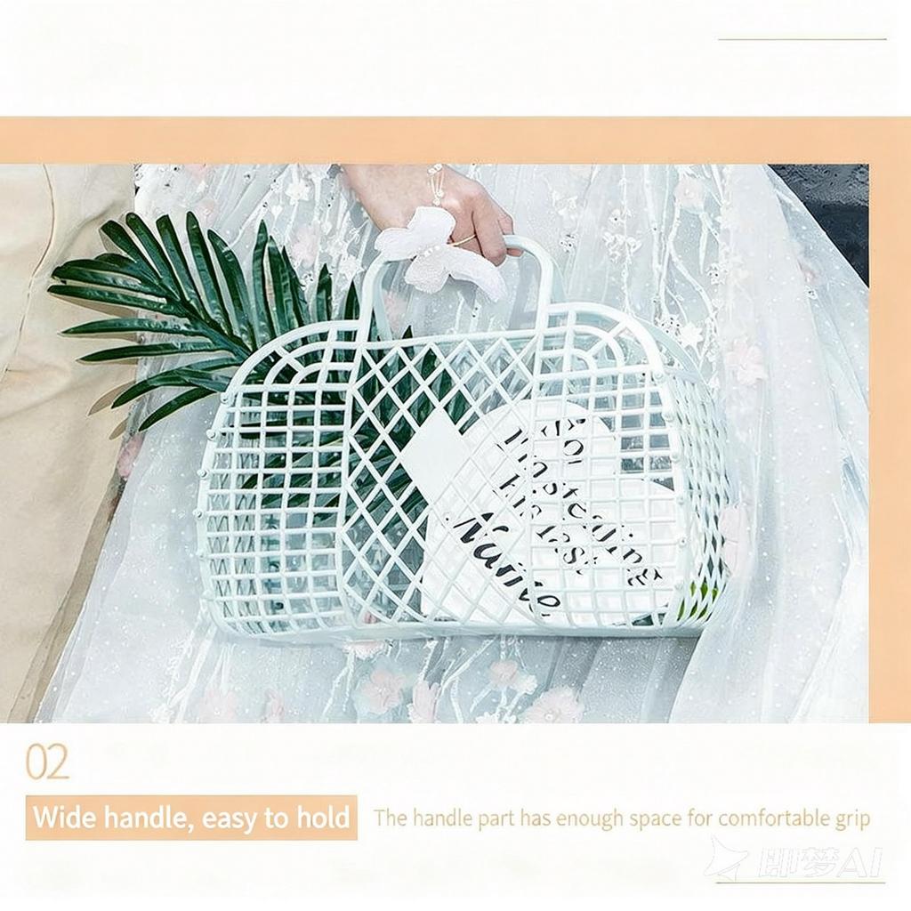 Plastic Hollow Shopping Storage Basket, Foldable Bath Basket, Fruit Basket