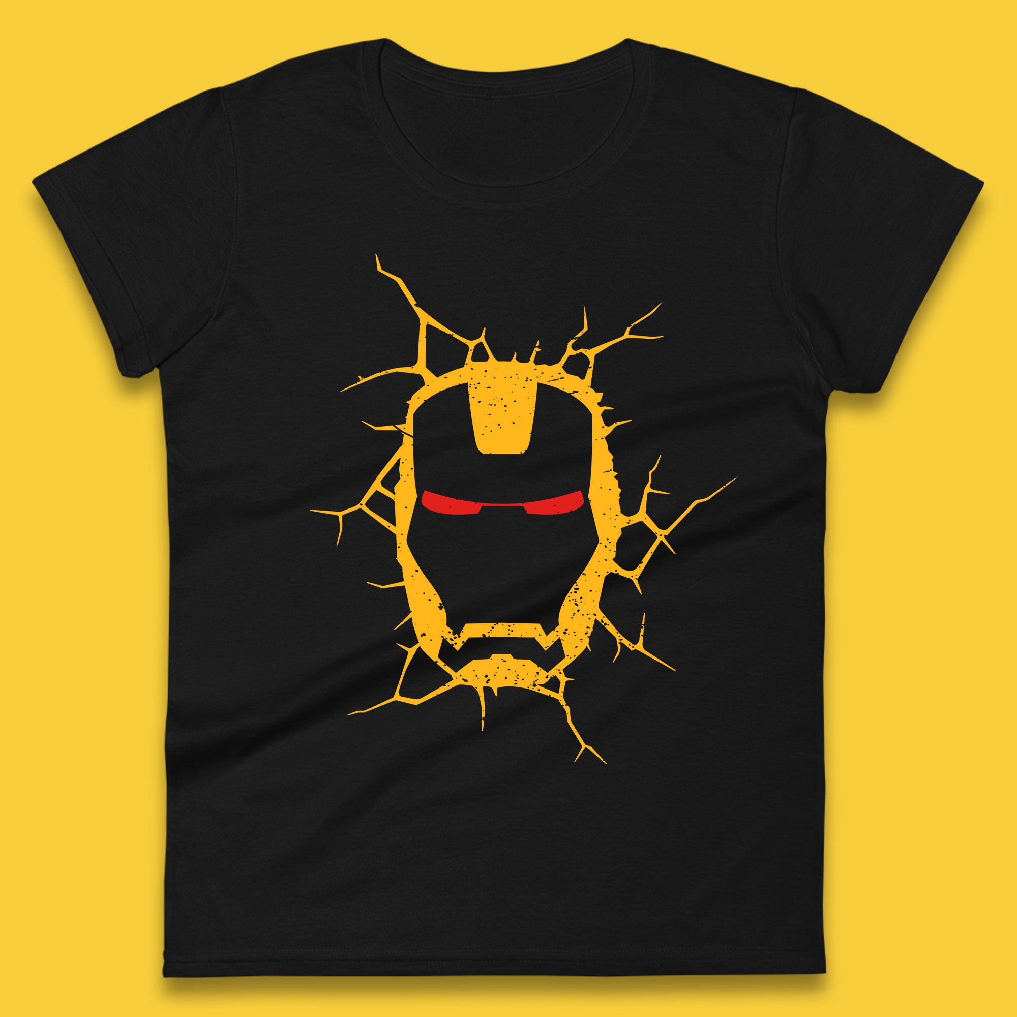 Marvel Avengers Iron Man Face Cracked Wall Art Superhero Comic Book Character Iron-man Marvel Comics Womens Tee T Shirt Mens Tops Unisex Top XL