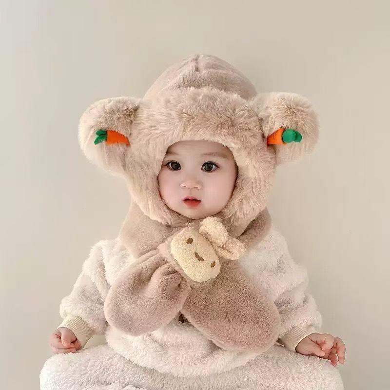 Kuromi Melody Plush Hat & Scarf Set for Kids - Cute, Warm, Cartoon Winter Accessory