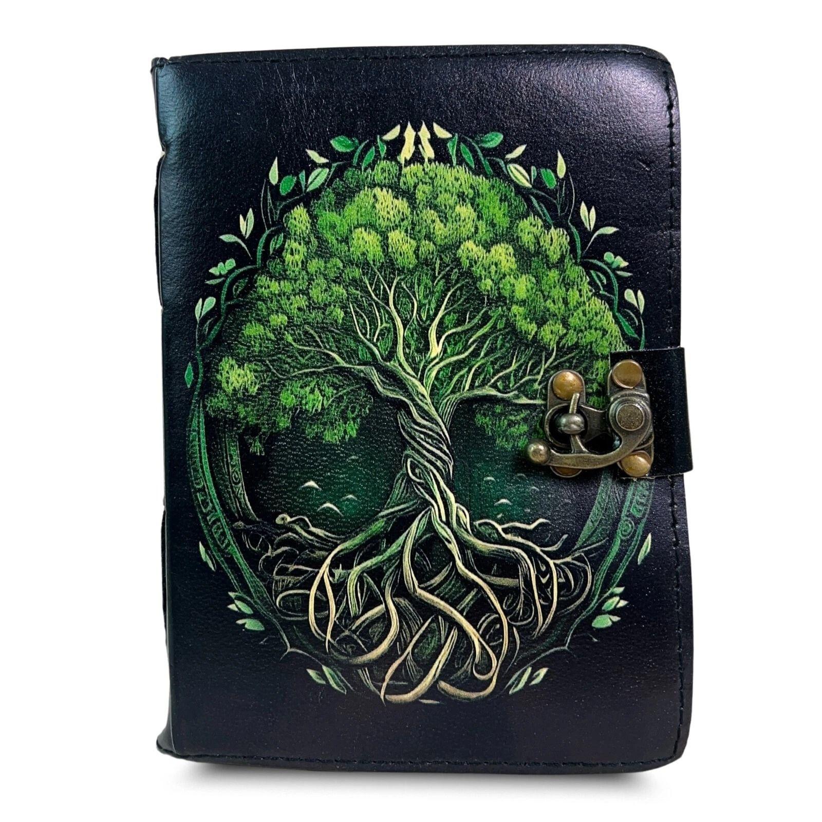 

Дневник из натуральной кожи ручной работы Древо жизни Винтажный дневник Черная книга для записей 7 x 5 in