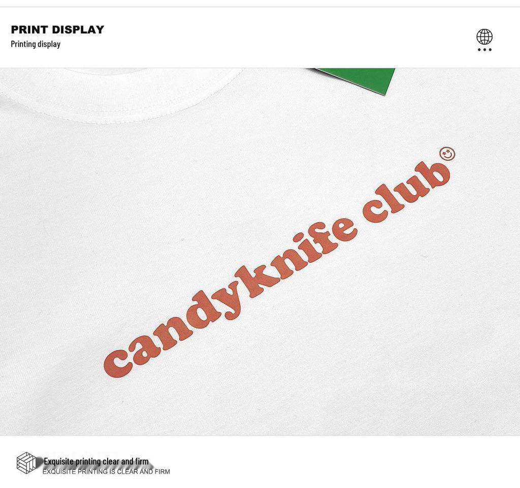 Unisex Retro Minimalist Letter Print Crew Neck T-Shirt - Heavyweight Cotton, Loose Fit, Short Sleeve Summer Style.