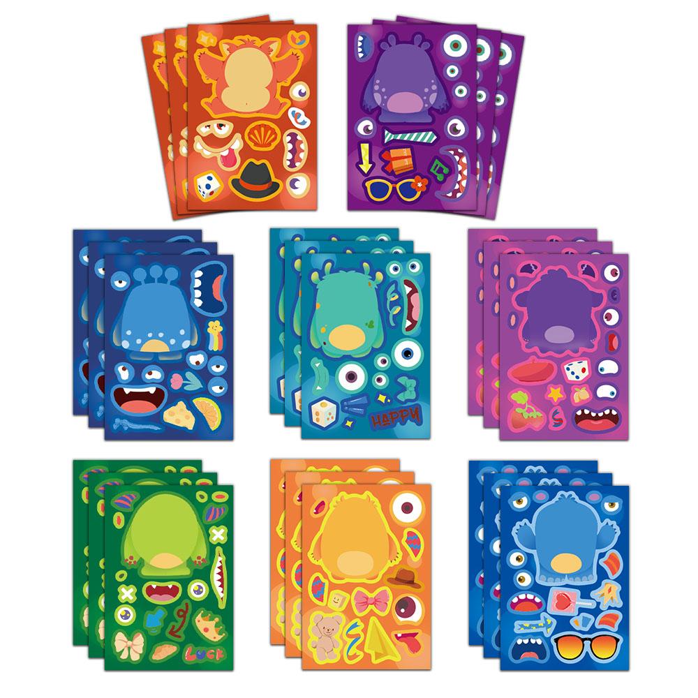 8PCS Little Monster Face Changing Stickers DIY Account Materials Phone Cases Laptops Suitcases Water Cups Waterproof Stickers