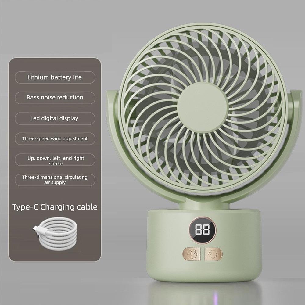 

Вентилятор для кемпинга с вращающейся на 360° головкой, перезаряжаемый электрический охлаждающий вентилятор, напольные вентиляторы для помещений и улицы Green