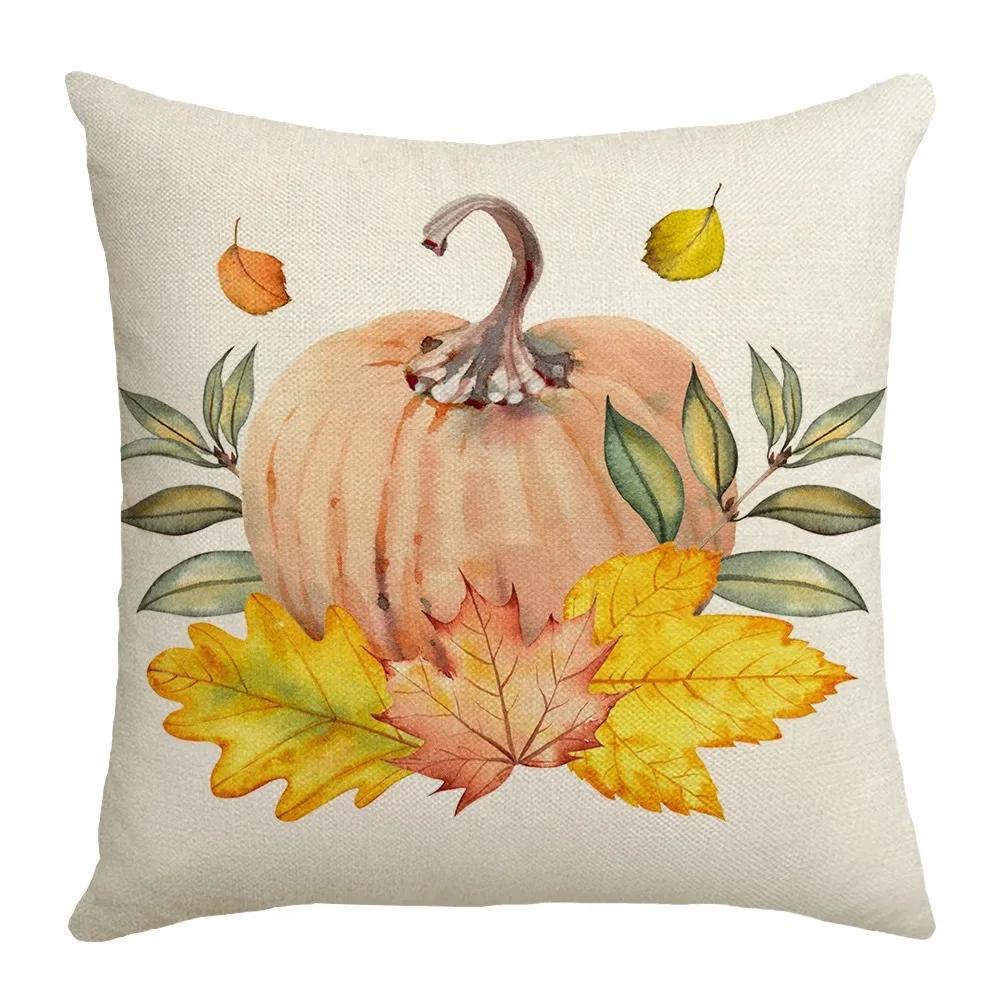 Thanksgiving Day Gifts Festive Pillow Case Maple Leaf Pumpkin Pillow Couch Cushion Cover Home Decor Decoration Sofa Pillowcase