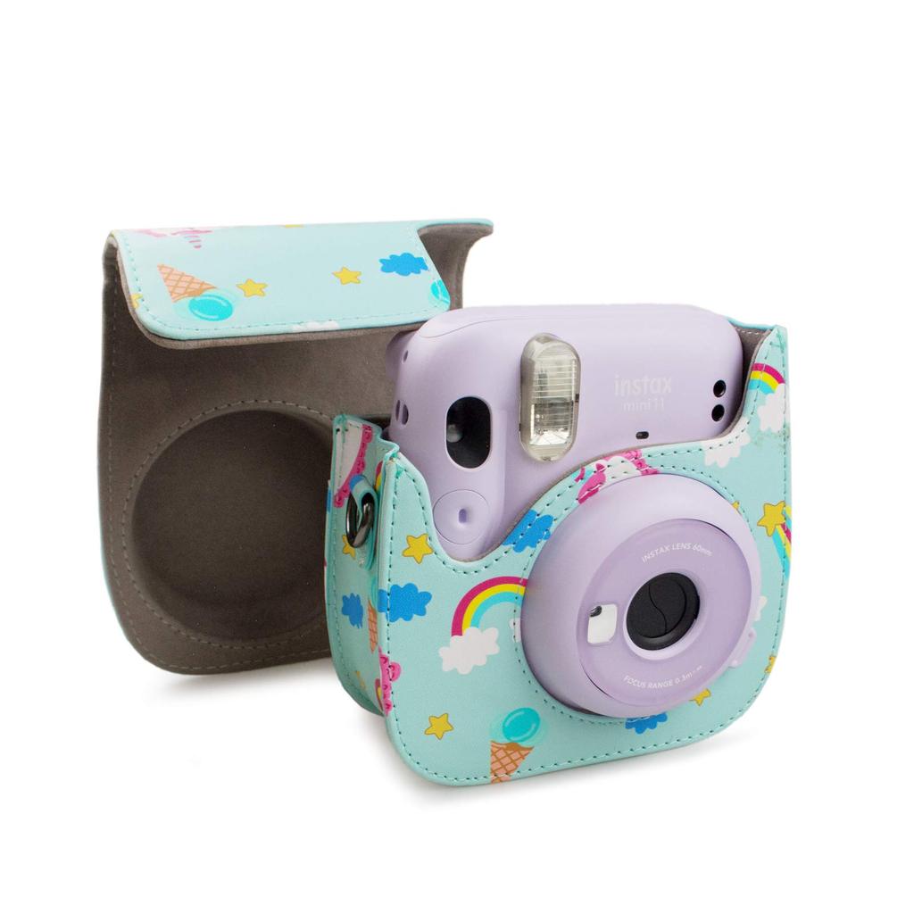 Kinokoo Instax Fujifilm Instax Mini11 Case Instax Mini11 Camera Case Instax Protective Case with Shoulder Strap PU Leather Case, (blue Unicorn)