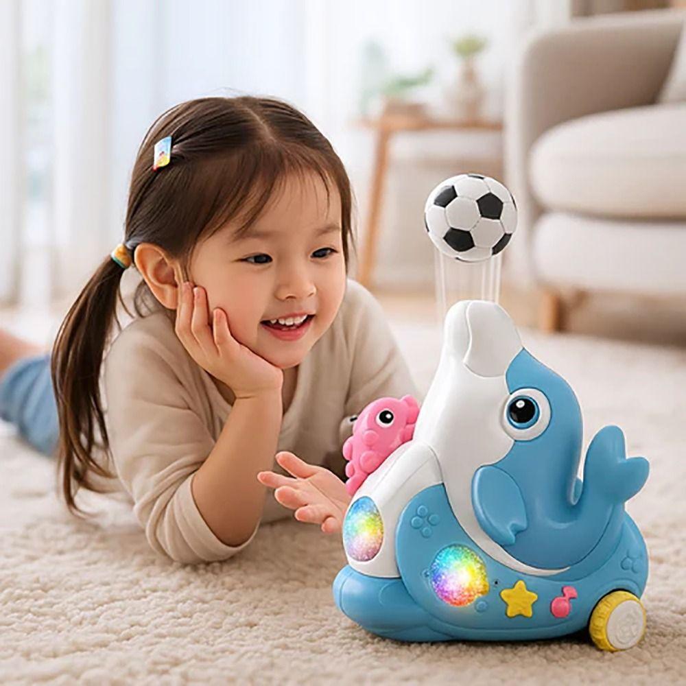Electric Blowing Ball Electric Dolphin LED Light Collision Auto Steering  Kids Toys