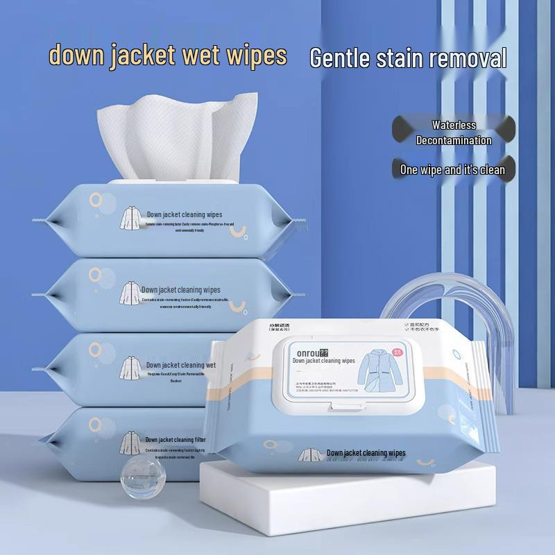 Portable No-Wash Stain-Removing Wipes for Cleaning Down Jackets - Powerful, Specialized, Dry and Wet Wipes