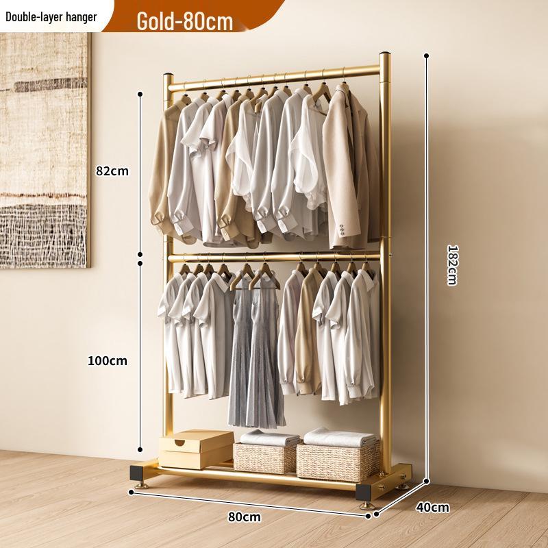 Single-Layer Clothes and Hat Rack for Bedroom or Balcony - Floor-Standing Design