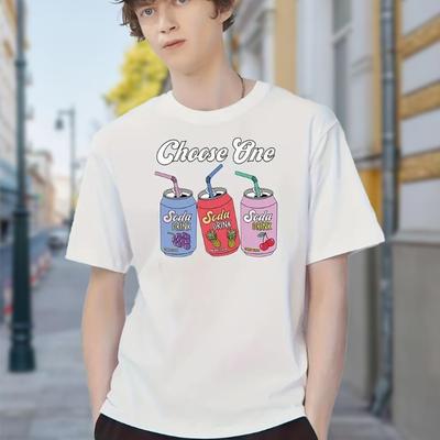 New Summer Men's Fashion T-shirt Personality Fruit Juice Printed Men's T-shirt Top