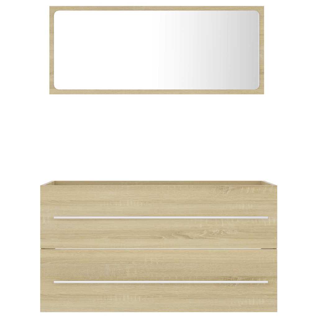 2 Piece Bathroom Furniture Set Sonoma Oak Wood Based Material