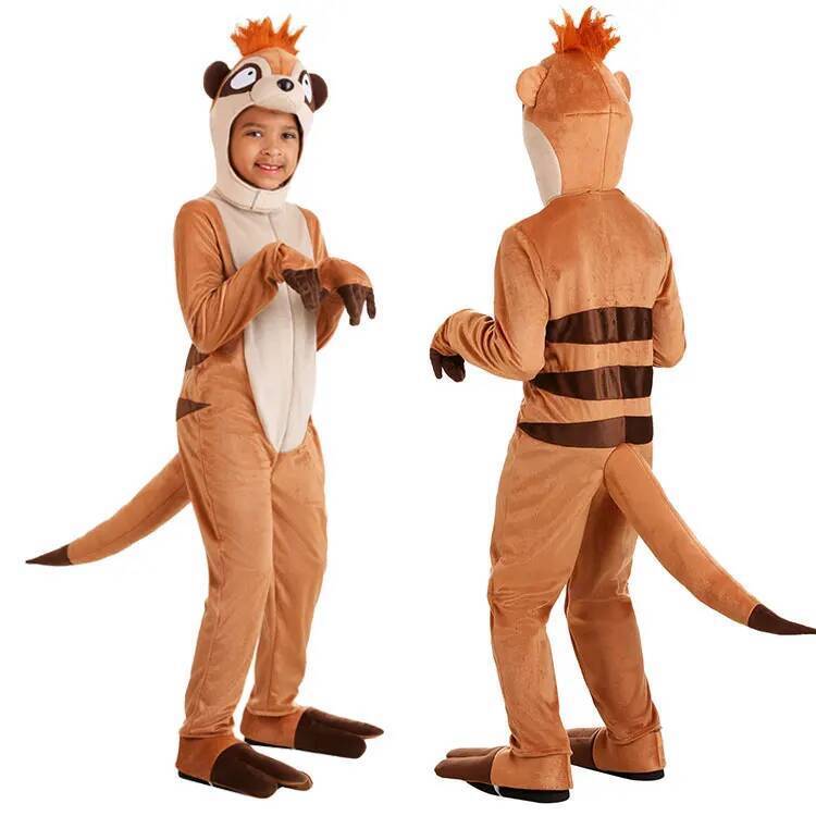 Cos Costume d'Halloween Journée des Enfants Spectacle sur Scène Cosplay Adulte Enfants Animal Africain Mangouste Suricate Costume de Jeu de Rôle