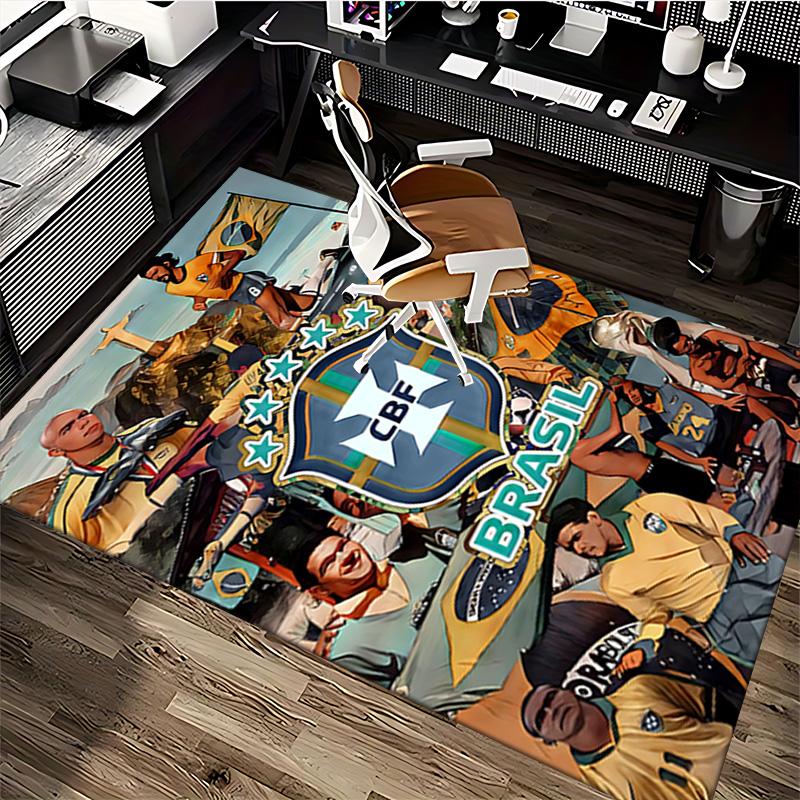 1pc Brazilian Football Celebration Carpet Rug for Bedroom Living Room Decor Sofa Home Game Area Rug Non-slip Floor Mat. D7220191