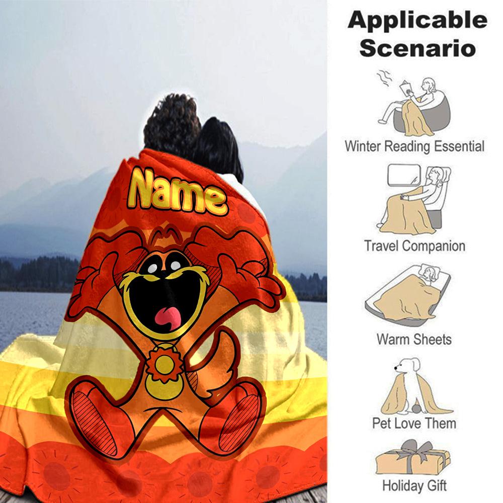 Customiz Name Personality Smiling Critters Blanket Soft &Warm Sofa Office Bed Travel Lunch Break Blanket, Gift Suitable All Seasons