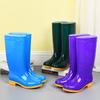 Women's Rain Shoes Medium Tube High Tube Water Shoes Beef Tendon Sole Yellow Base Color Bottom Rain Boots Water Boots Overshoes Labor Insurance Shoes