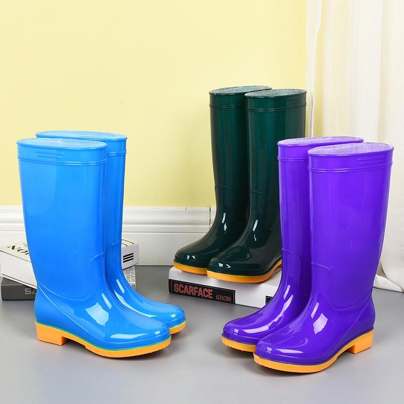 Women's Rain Shoes Medium Tube High Tube Water Shoes Beef Tendon Sole Yellow Base Color Bottom Rain Boots Water Boots Overshoes Labor Insurance Shoes