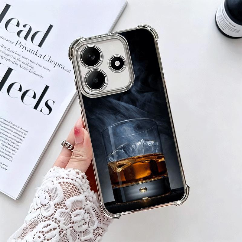 

Cigar Whiskey Ice Drink Plating Phone Case For Xiaomi Redmi Note 14 15 Pro Plus 13 12 11 11S 11T 10 9S 9 5G Anti-Fall Airabag Co Redmi Note 13 Pro 4G